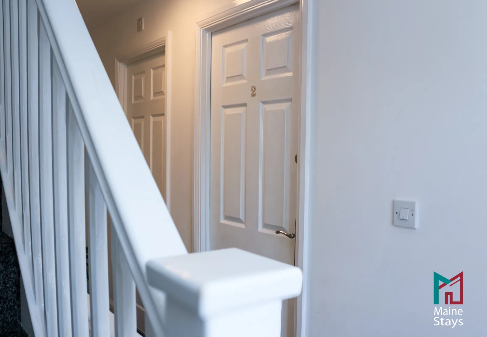 Humber Hub Coventry - Upstairs hallway: upper landing room doors